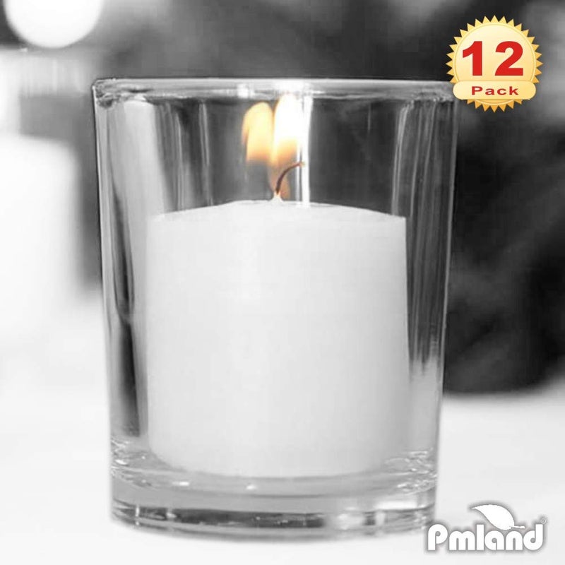 PMLAND Clear Glass Votive Candle Tealight Holders - Bulk Pack of 12 - Image 4